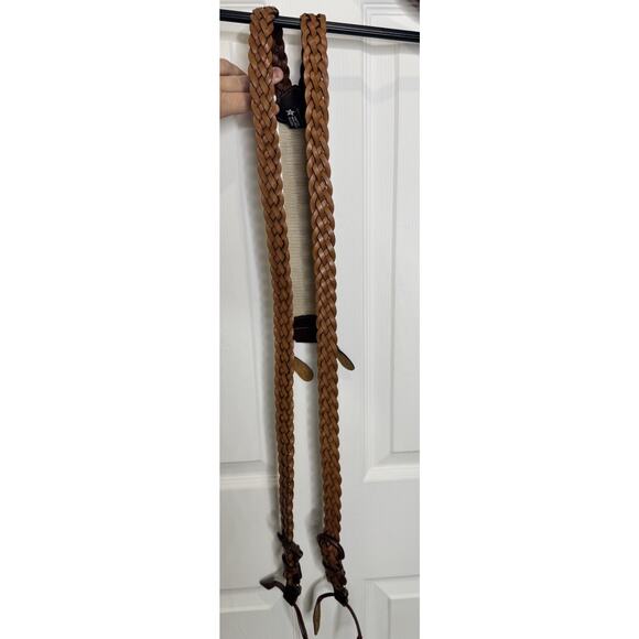 Brighton Brown Woven Leather Suspenders With Button Hooks One Size USA - Picture 9 of 9
